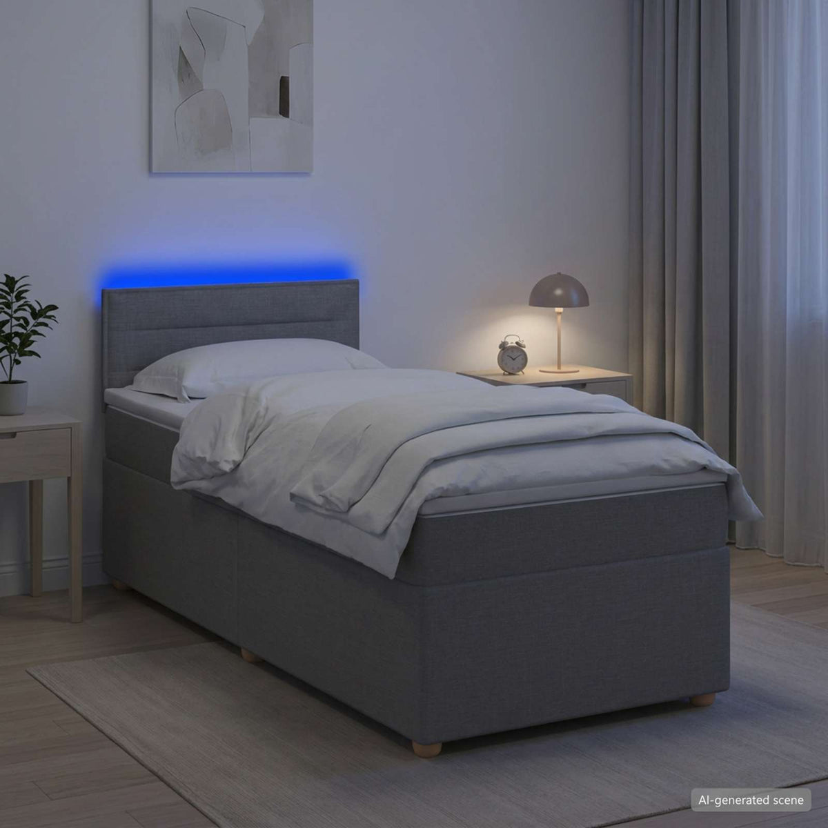 Letto box spring con materasso Grigio Chiaro 90 x 200 cm | homemem39