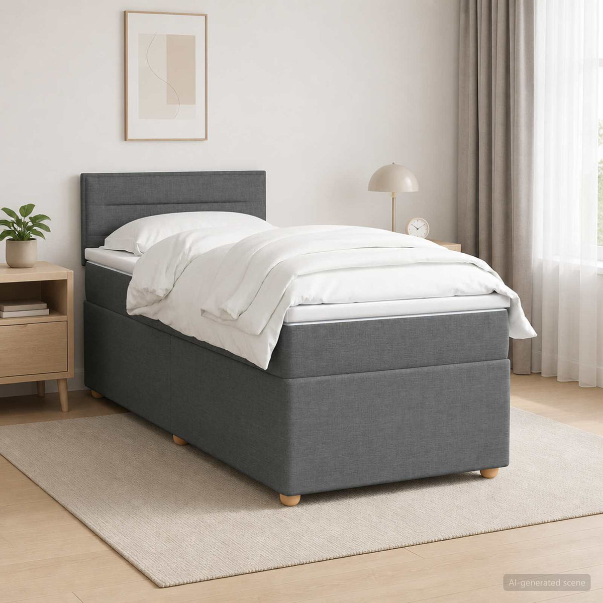 Letto box spring con materasso Grigio Scuro 100 x 200 cm | homemem39