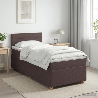 Letto box spring con materasso Marrone Scuro 100 x 200 cm
