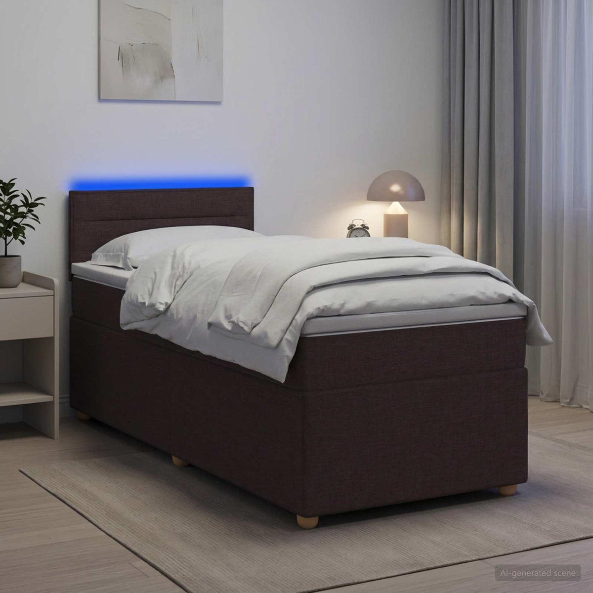 Letto box spring con materasso Marrone Scuro 100 x 200 cm | homemem39