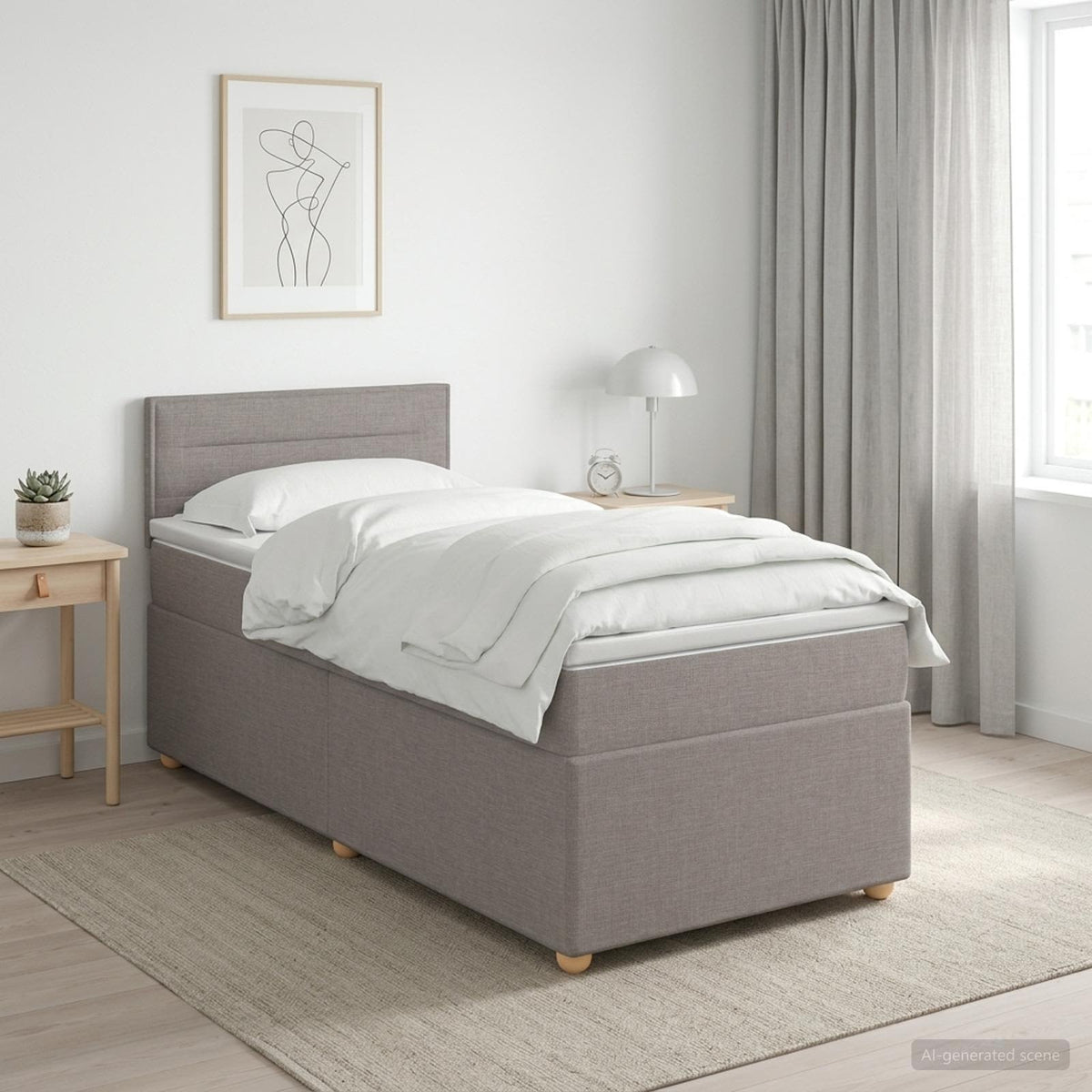 Letto box spring con materasso Tortora 100 x 200 cm Tessuto | homemem39