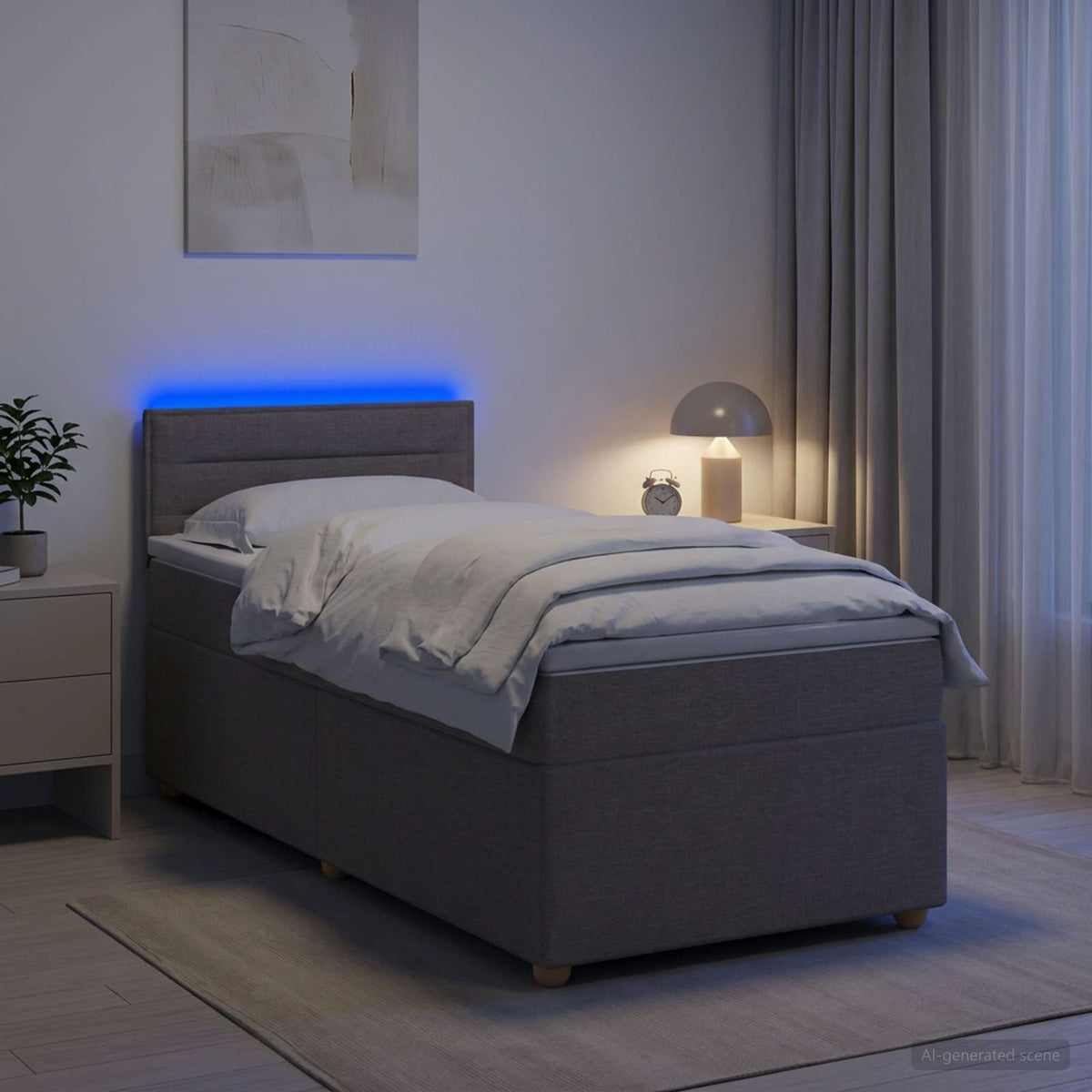 Letto box spring con materasso Tortora 100 x 200 cm Tessuto | homemem39