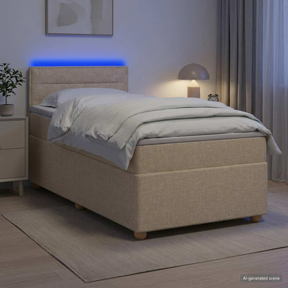 Letto box spring con materasso Crema 90 x 190 cm Tessuto | homemem39