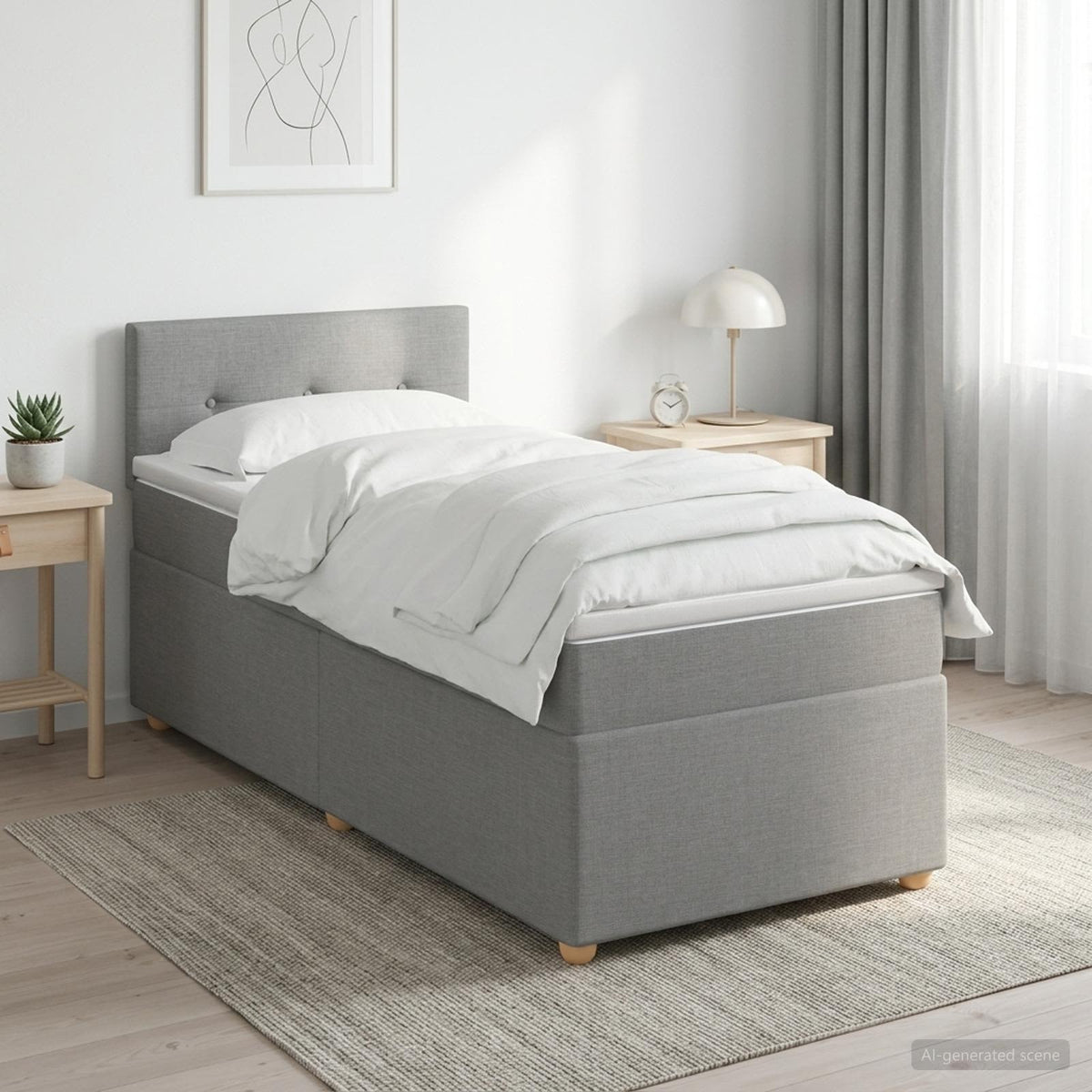 Letto box spring con materasso Grigio Chiaro 90 x 200 cm | homemem39