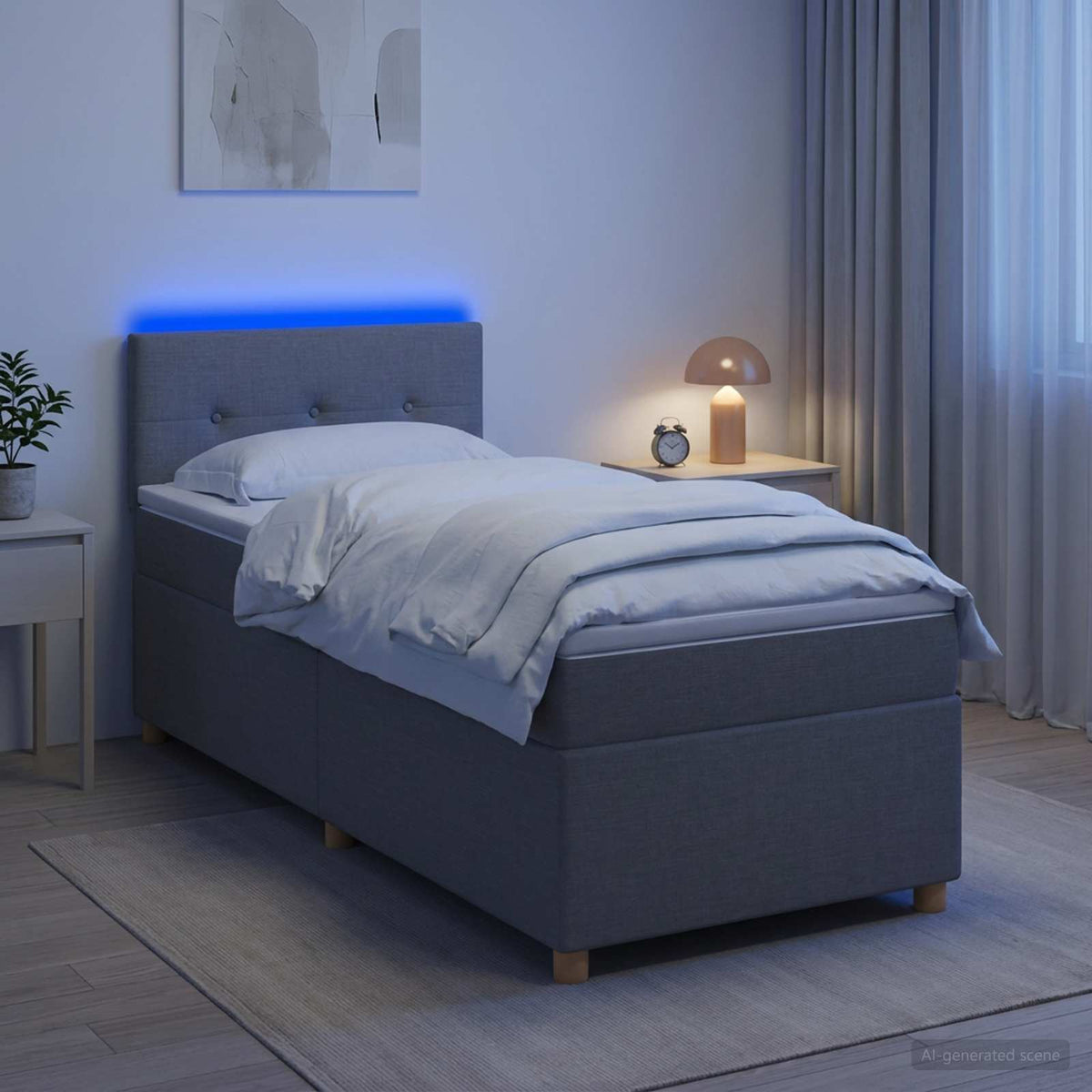 Letto box spring con materasso Grigio Chiaro 90 x 200 cm | homemem39