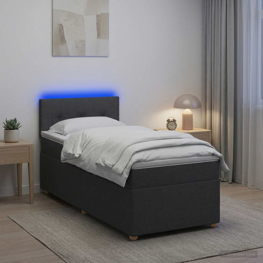 Letto box spring con materasso Grigio Scuro 90 x 200 cm Tessuto