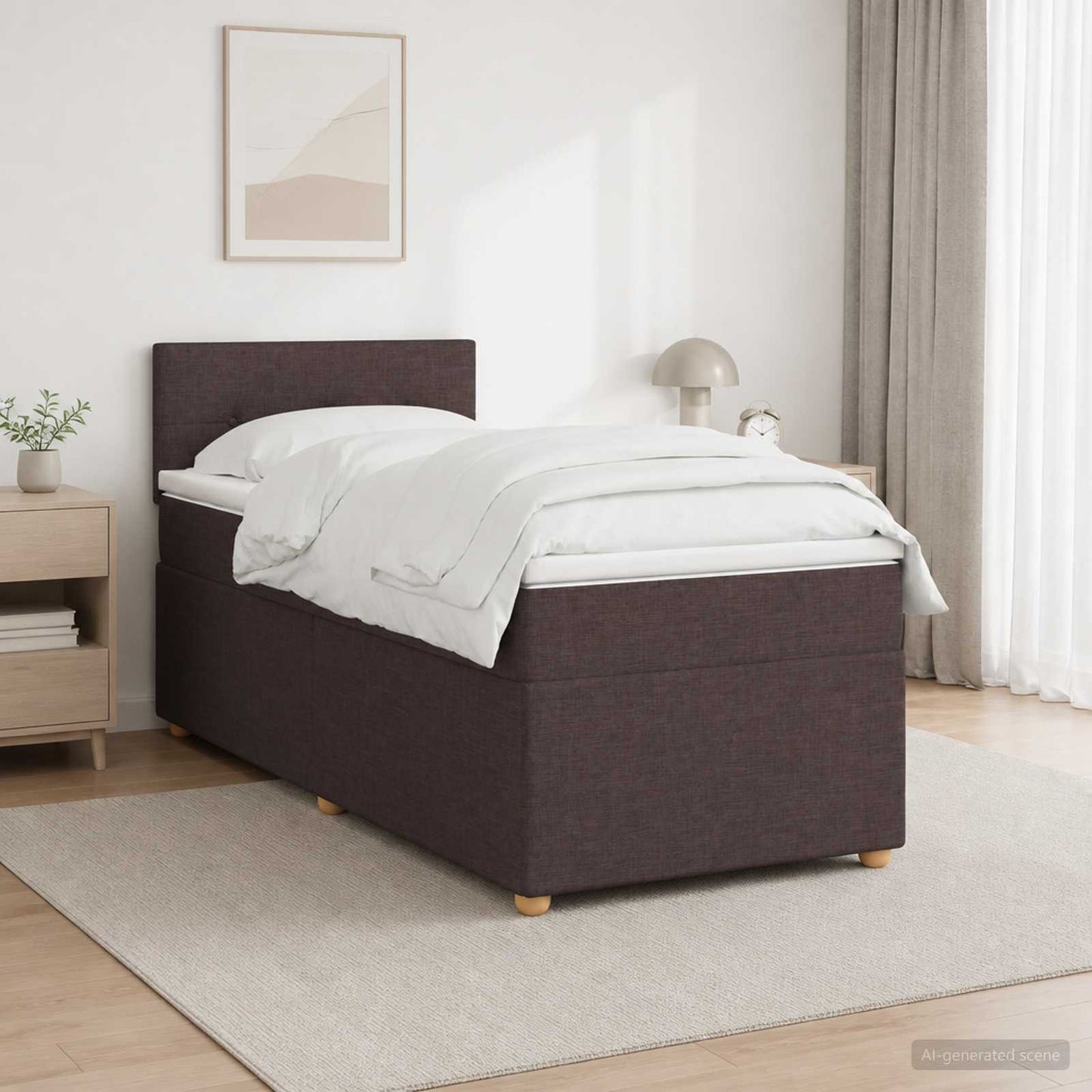 Letto box spring con materasso Marrone Scuro 90 x 200 cm