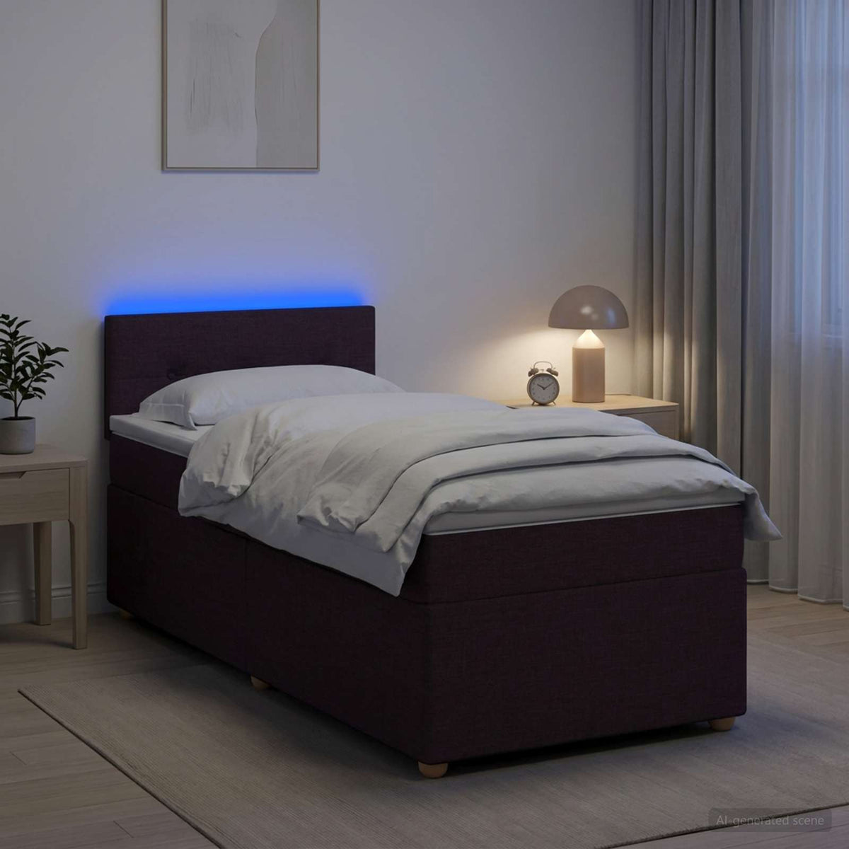 Letto box spring con materasso Marrone Scuro 80 x 200 cm - homemem39