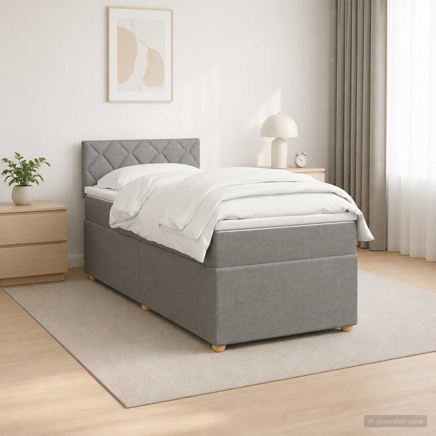 Letto box spring con materasso Grigio Chiaro 100 x 200 cm | homemem39