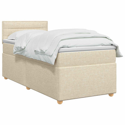 Letto box spring con materasso Crema 90 x 190 cm Tessuto | homemem39
