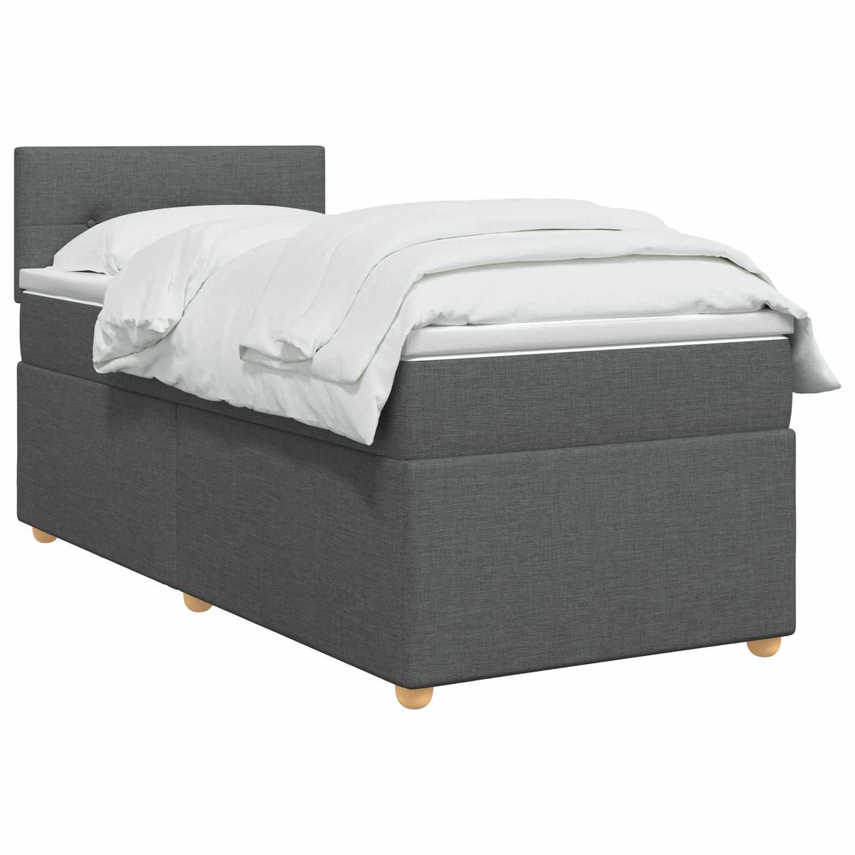 Letto box spring con materasso Grigio Scuro 90 x 200 cm Tessuto | homemem39