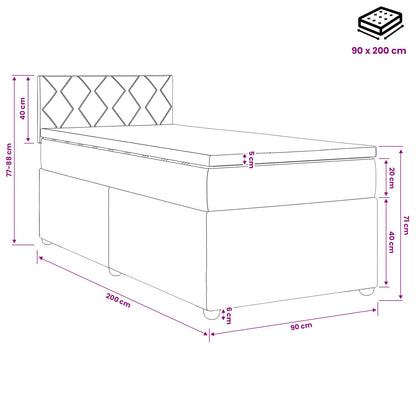 Letto box spring con materasso Blu 90 x 200 cm Tessuto | homemem39