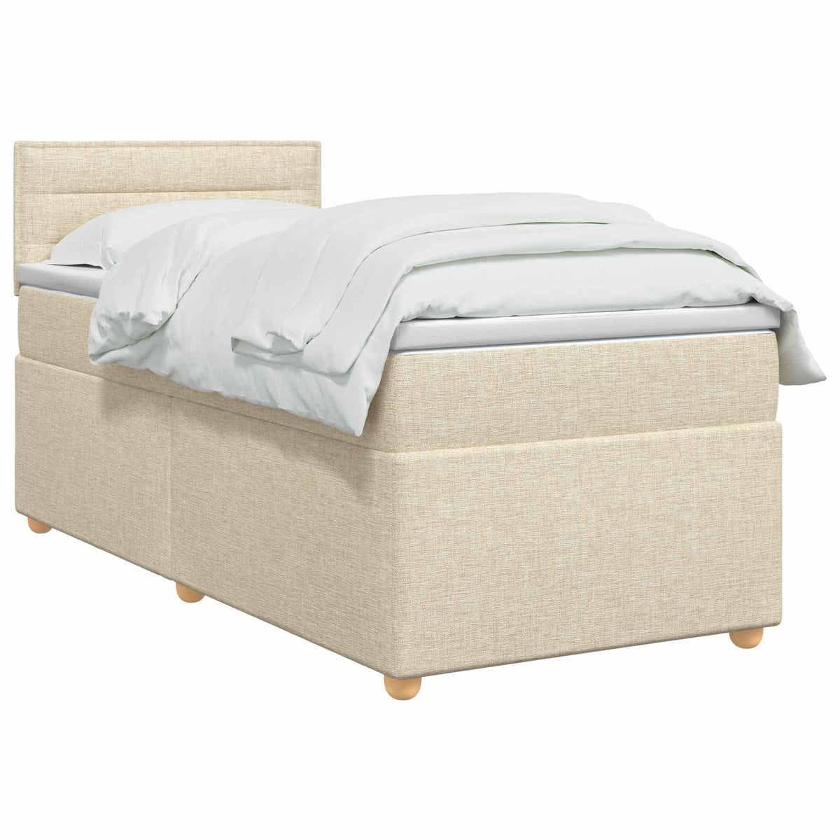Letto box spring con materasso Crema 100 x 200 cm Tessuto | homemem39