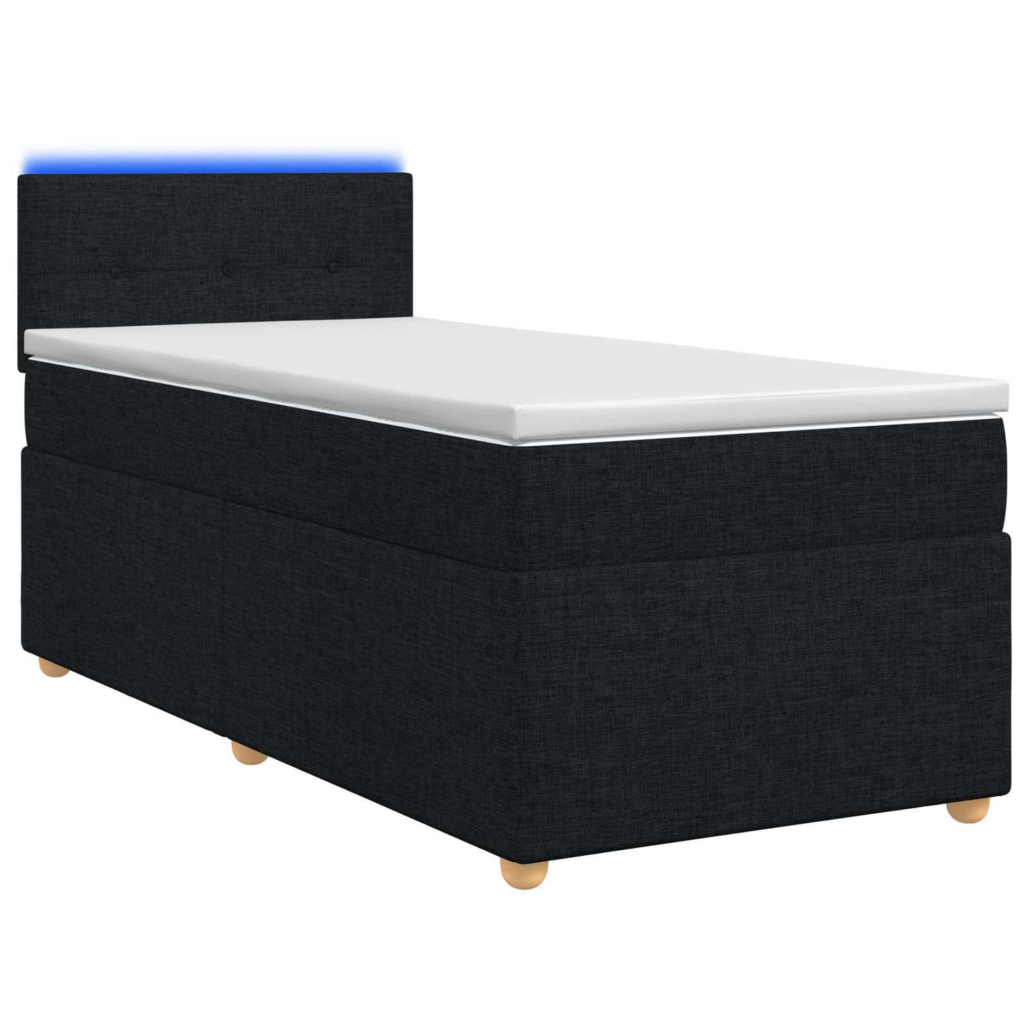 Letto box spring con materasso Nero 100 x 200 cm Tessuto