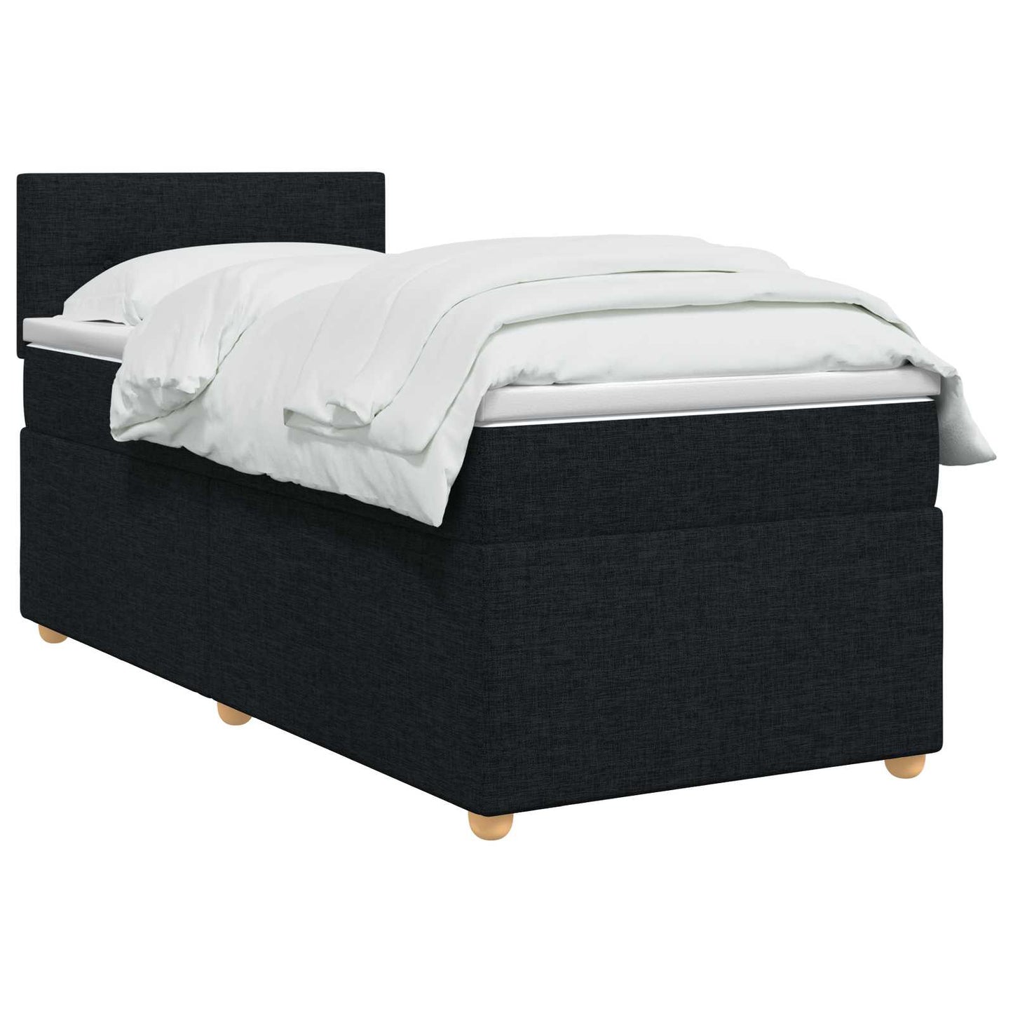 Letto box spring con materasso Nero 100 x 200 cm Tessuto