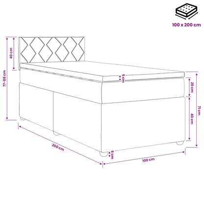 Letto box spring con materasso Marrone Scuro 100 x 200 cm | homemem39