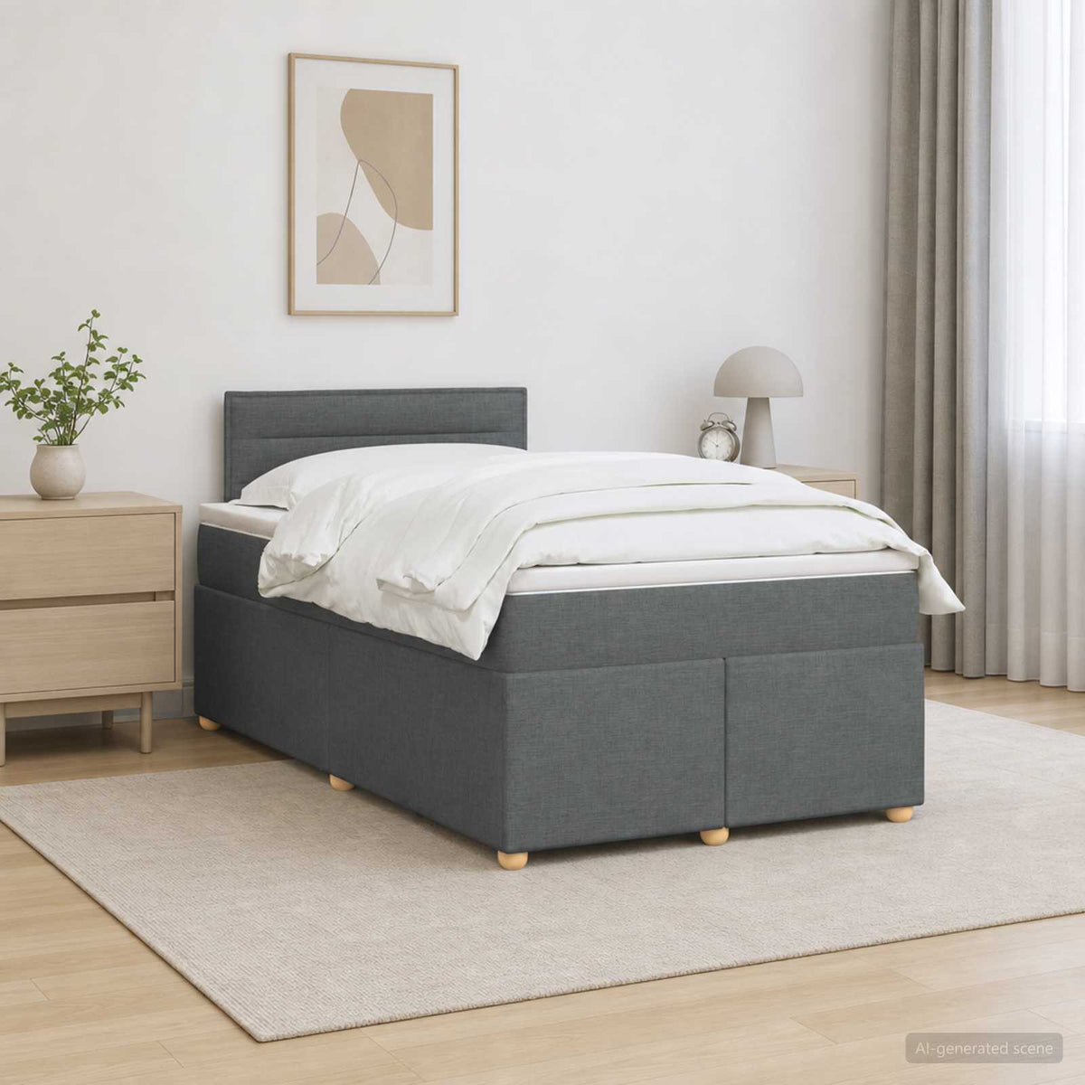 Letto box spring con materasso Grigio Scuro 120 x 200 cm