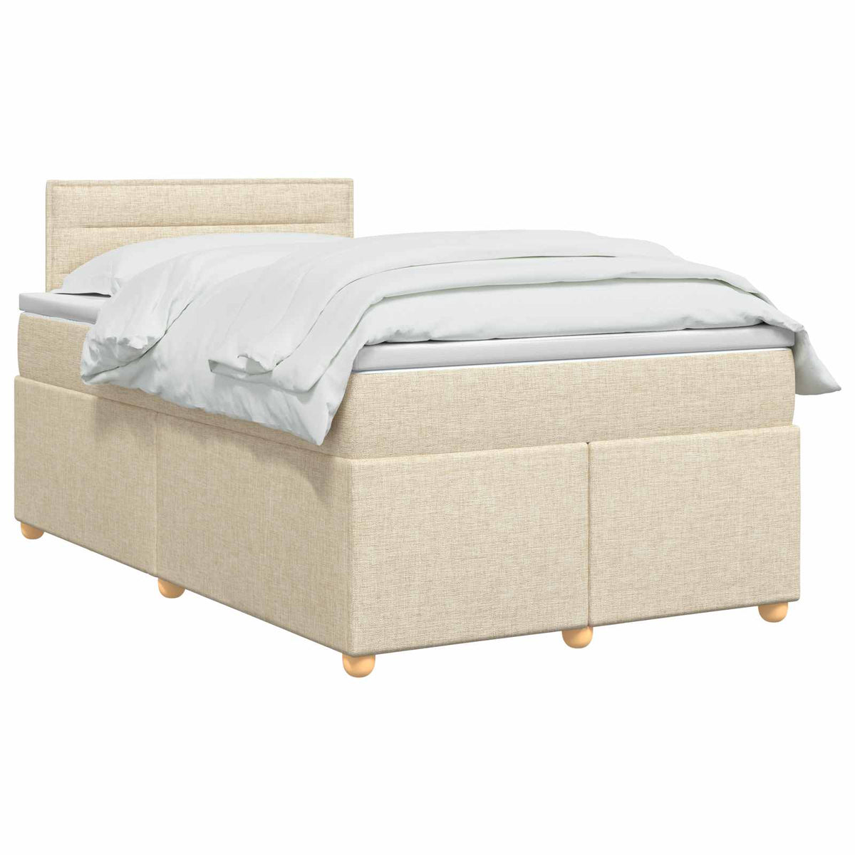 Letto box spring con materasso Crema 120 x 190 cm Tessuto