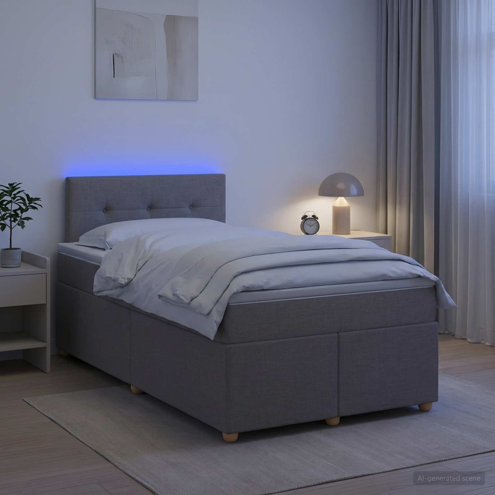 Letto box spring con materasso Tortora 120 x 190 cm Tessuto | homemem39
