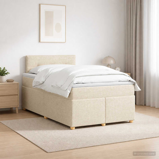 Letto box spring con materasso Crema 120 x 200 cm Tessuto | homemem39