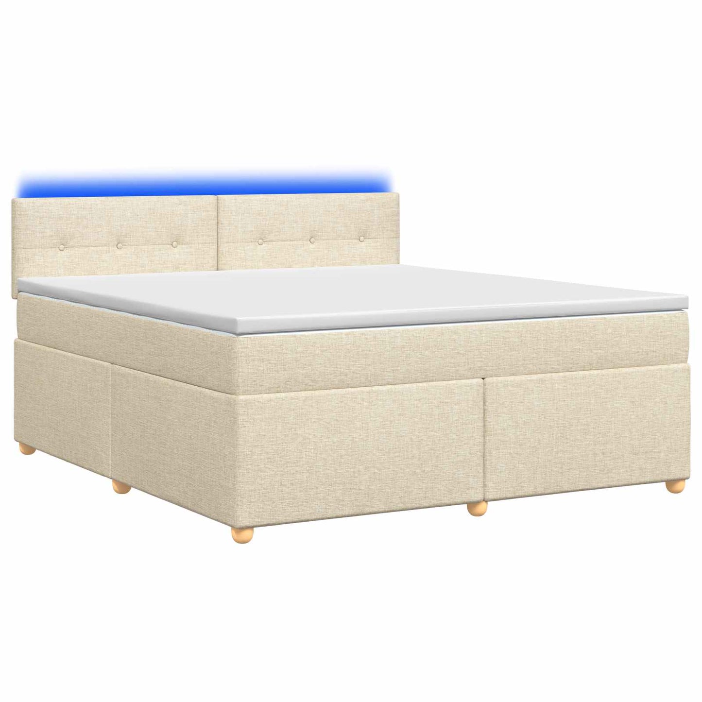 Letto box spring con materasso Crema 140 x 190 cm Tessuto
