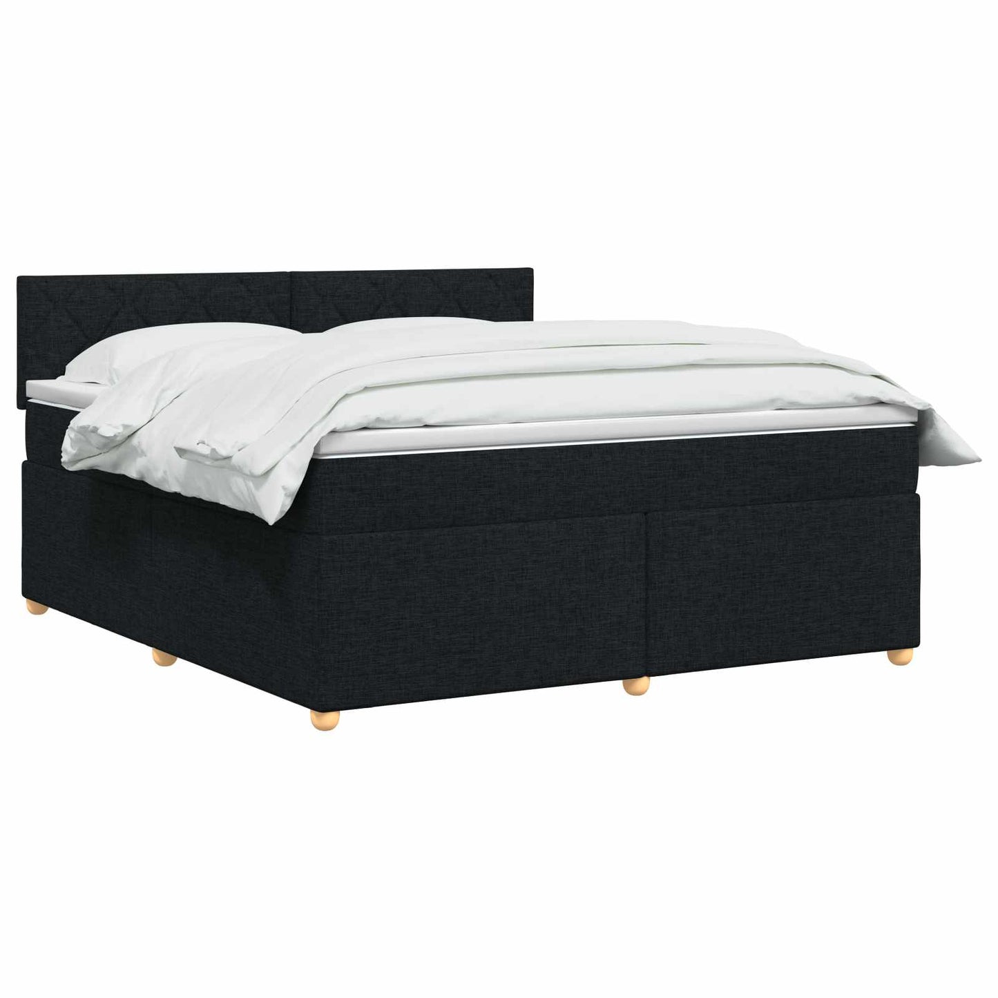 Letto box spring con materasso Nero 140 x 190 cm Tessuto