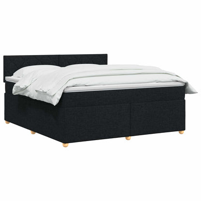 Letto box spring con materasso Nero 140 x 190 cm Tessuto