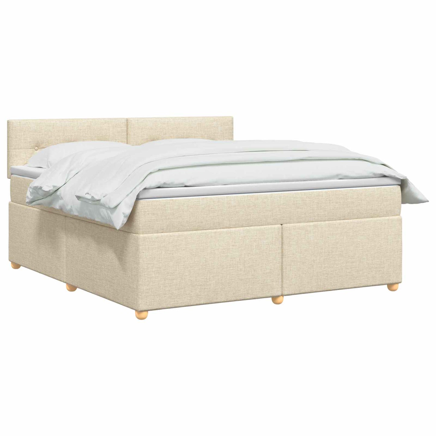 Letto box spring con materasso Crema 140 x 200 cm Tessuto