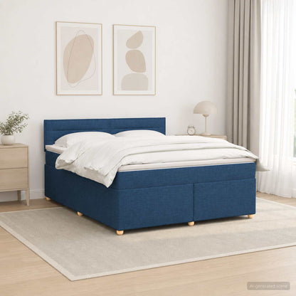 Letto box spring con materasso Blu 160 x 200 cm Tessuto