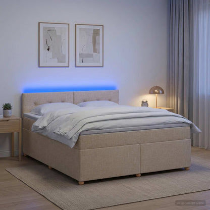 Letto box spring con materasso Crema 140 x 190 cm Tessuto