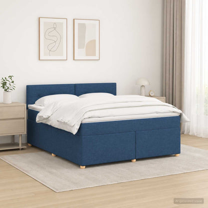 Letto box spring con materasso Blu 140 x 200 cm Tessuto - homemem39