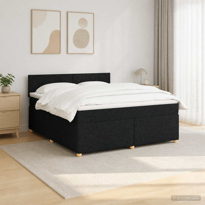 Letto box spring con materasso Nero 140 x 190 cm Tessuto | homemem39