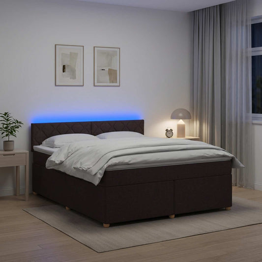 Letto box spring con materasso Marrone Scuro 140 x 190 cm