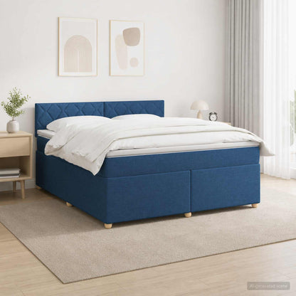 Letto box spring con materasso Blu 140 x 190 cm Tessuto