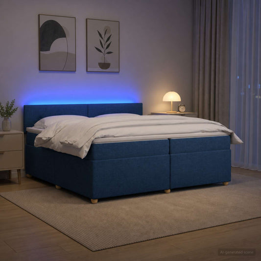 Letto box spring con materasso Blu 200 x 200 cm Tessuto - homemem39