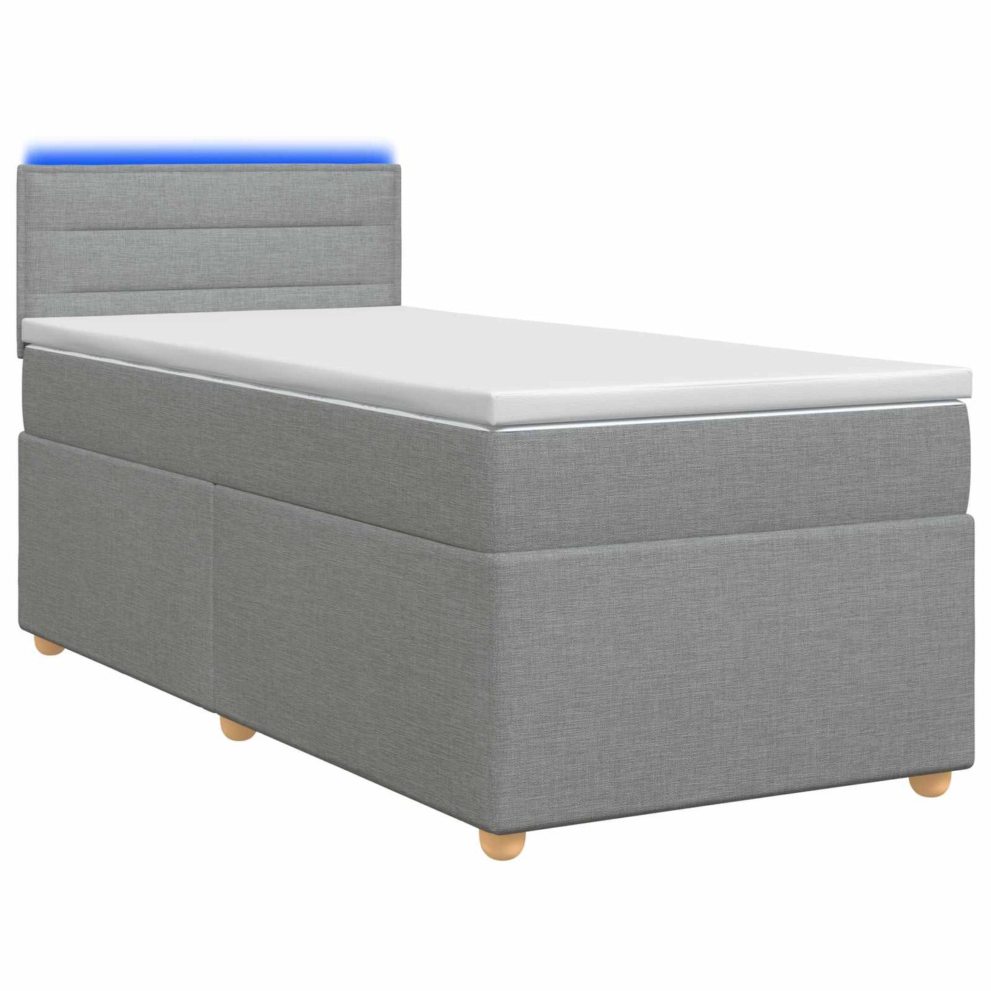 Letto con Box Spring, Materasso e LED Grigio Chiaro 90 x 190 cm | homemem39