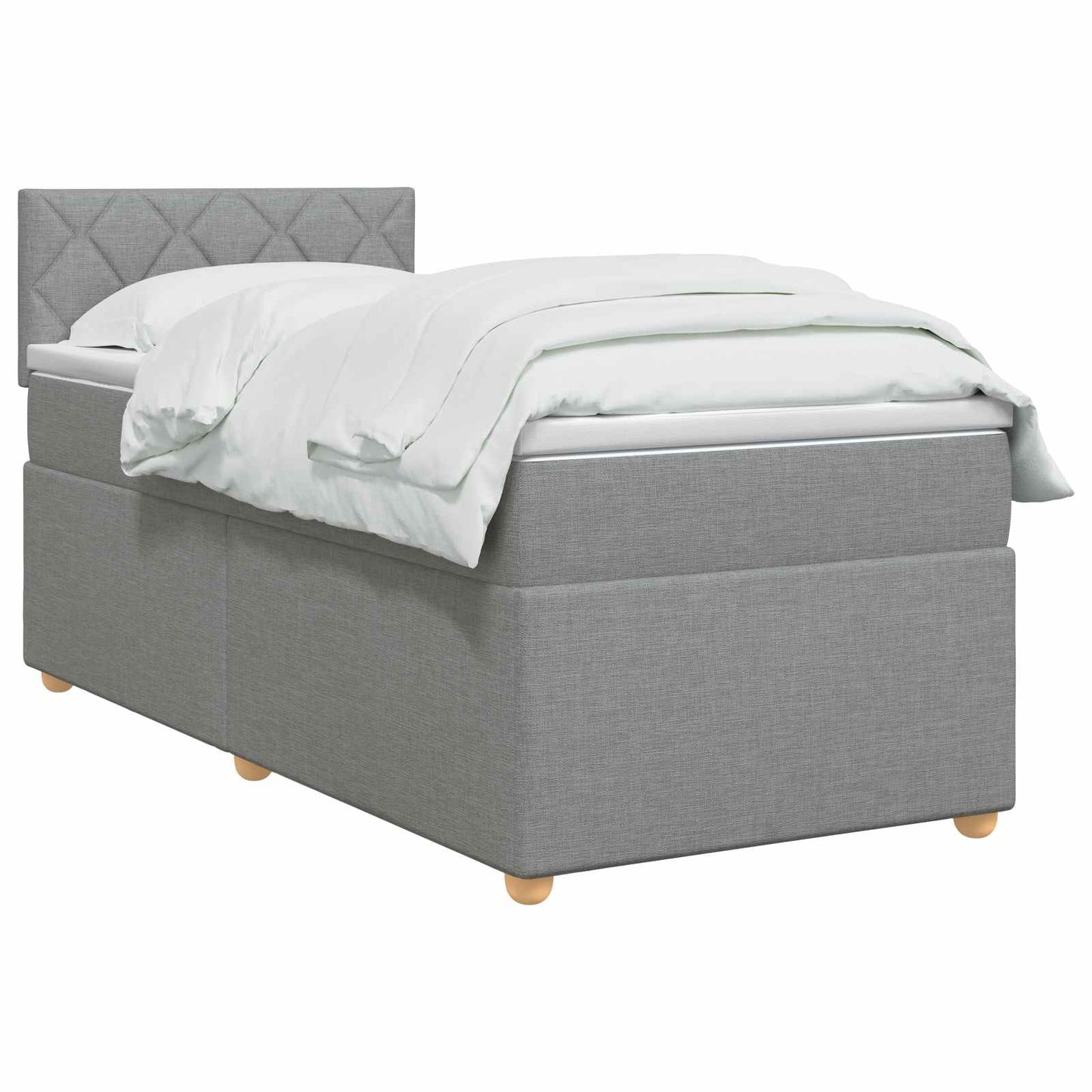 Letto con Box Spring, Materasso e LED Grigio Chiaro 90 x 190 cm