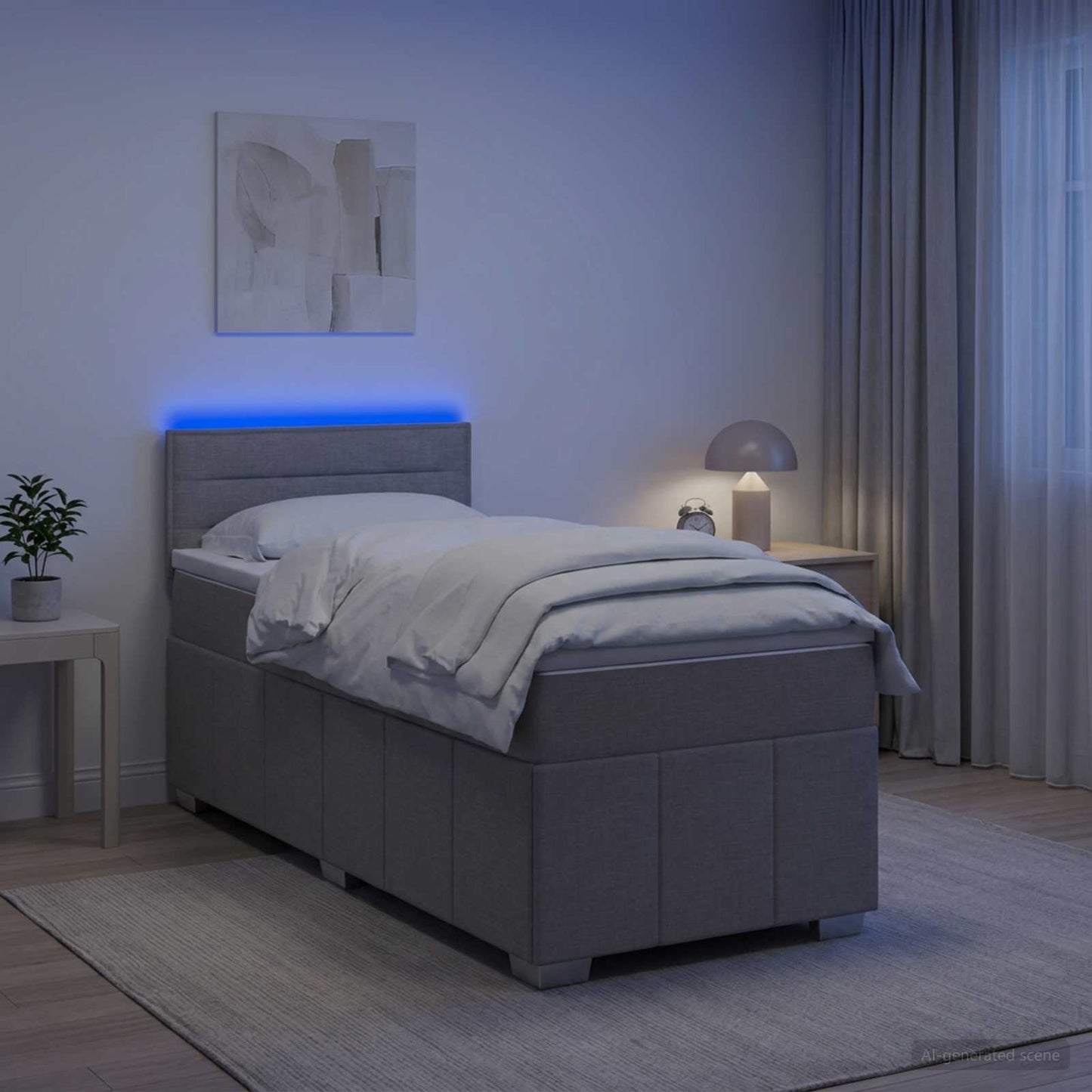 Letto box spring con materasso Grigio Chiaro 80 x 200 cm