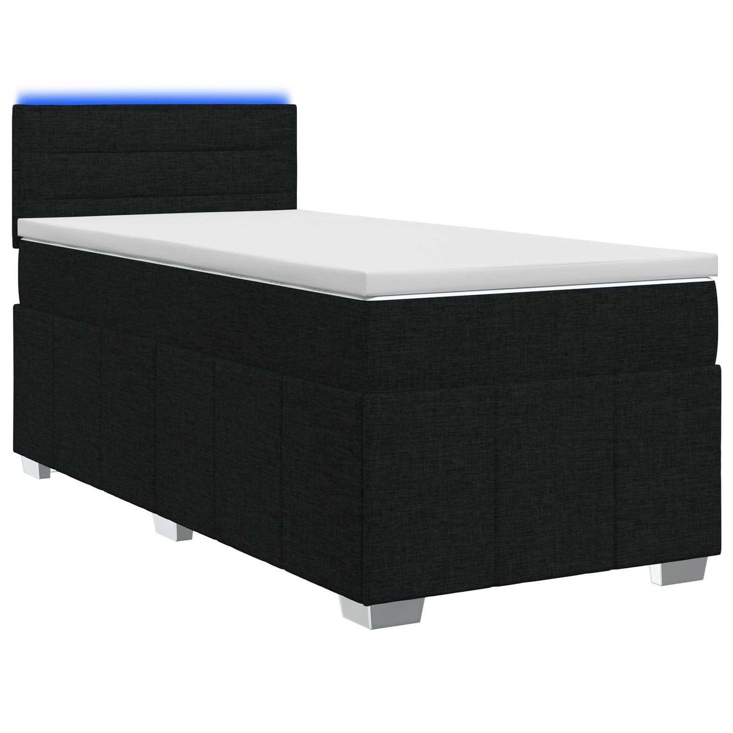 Letto box spring con materasso Nero 80 x 200 cm Tessuto