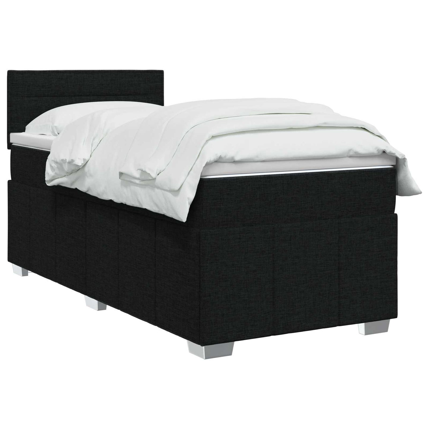 Letto box spring con materasso Nero 80 x 200 cm Tessuto