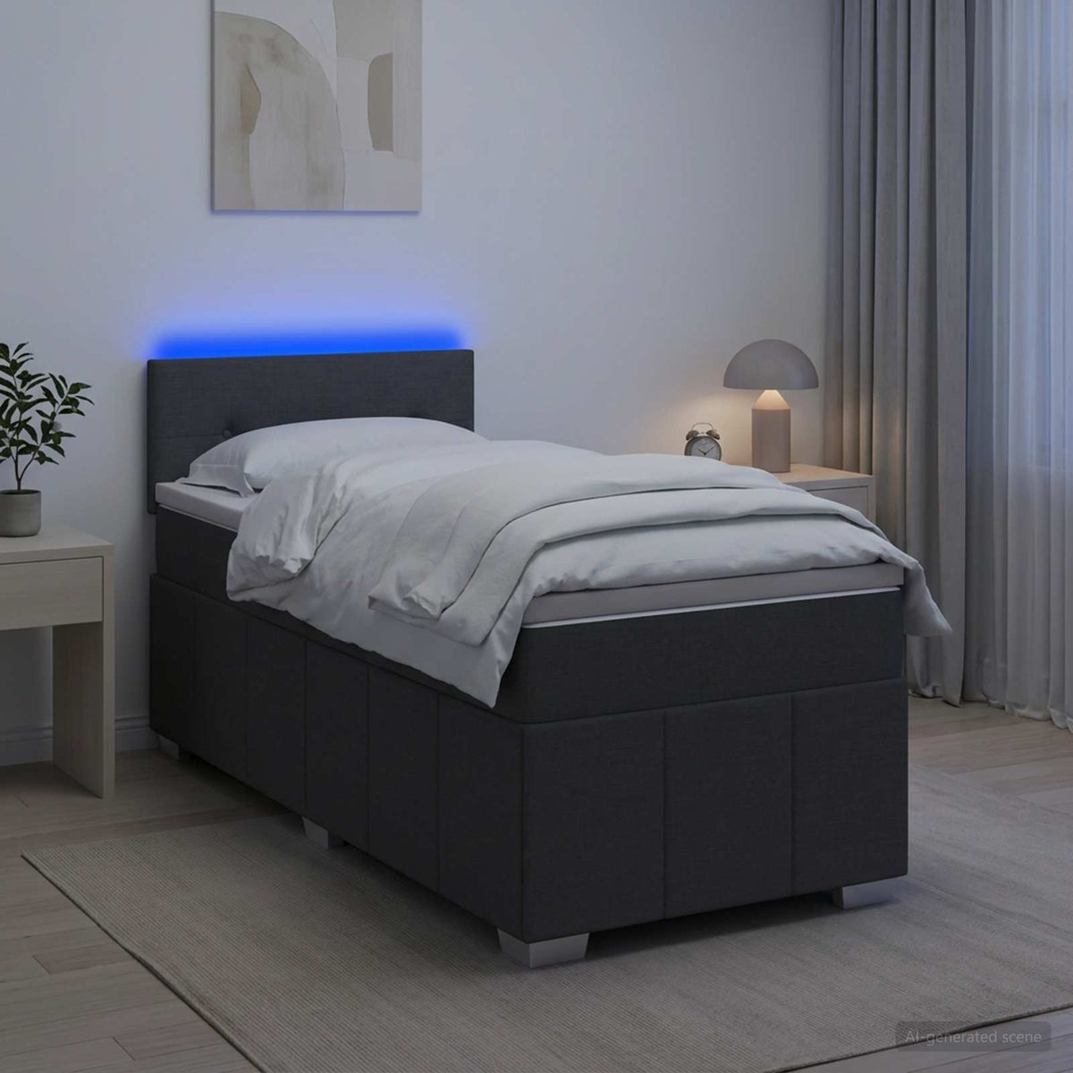 Letto box spring con materasso Grigio Scuro 80 x 200 cm Tessuto - homemem39