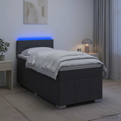 Letto box spring con materasso Grigio Scuro 80 x 200 cm Tessuto - homemem39