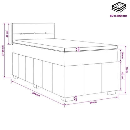 Letto box spring con materasso Grigio Scuro 80 x 200 cm Tessuto | homemem39
