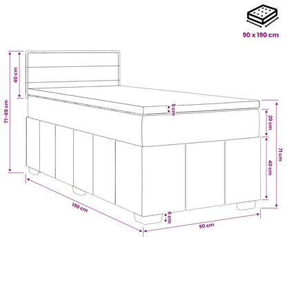 Letto box spring con materasso Nero 90 x 190 cm Tessuto | homemem39