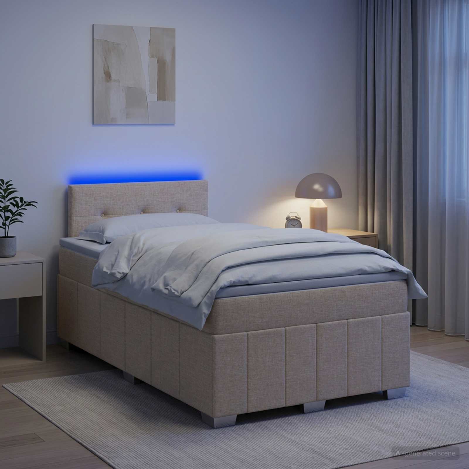 Letto box spring con materasso Crema 120 x 200 cm Tessuto | homemem39