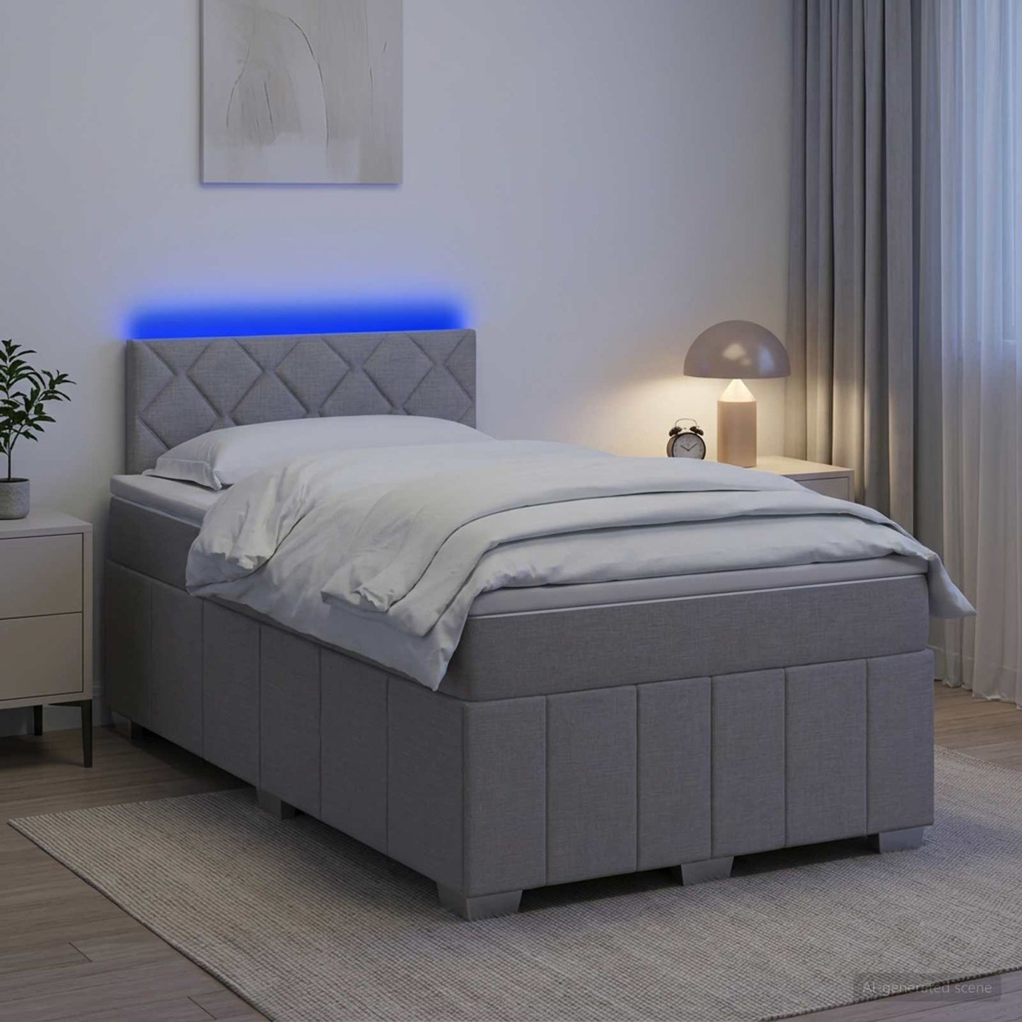 Letto box spring con materasso Grigio Chiaro 120 x 190 cm | homemem39