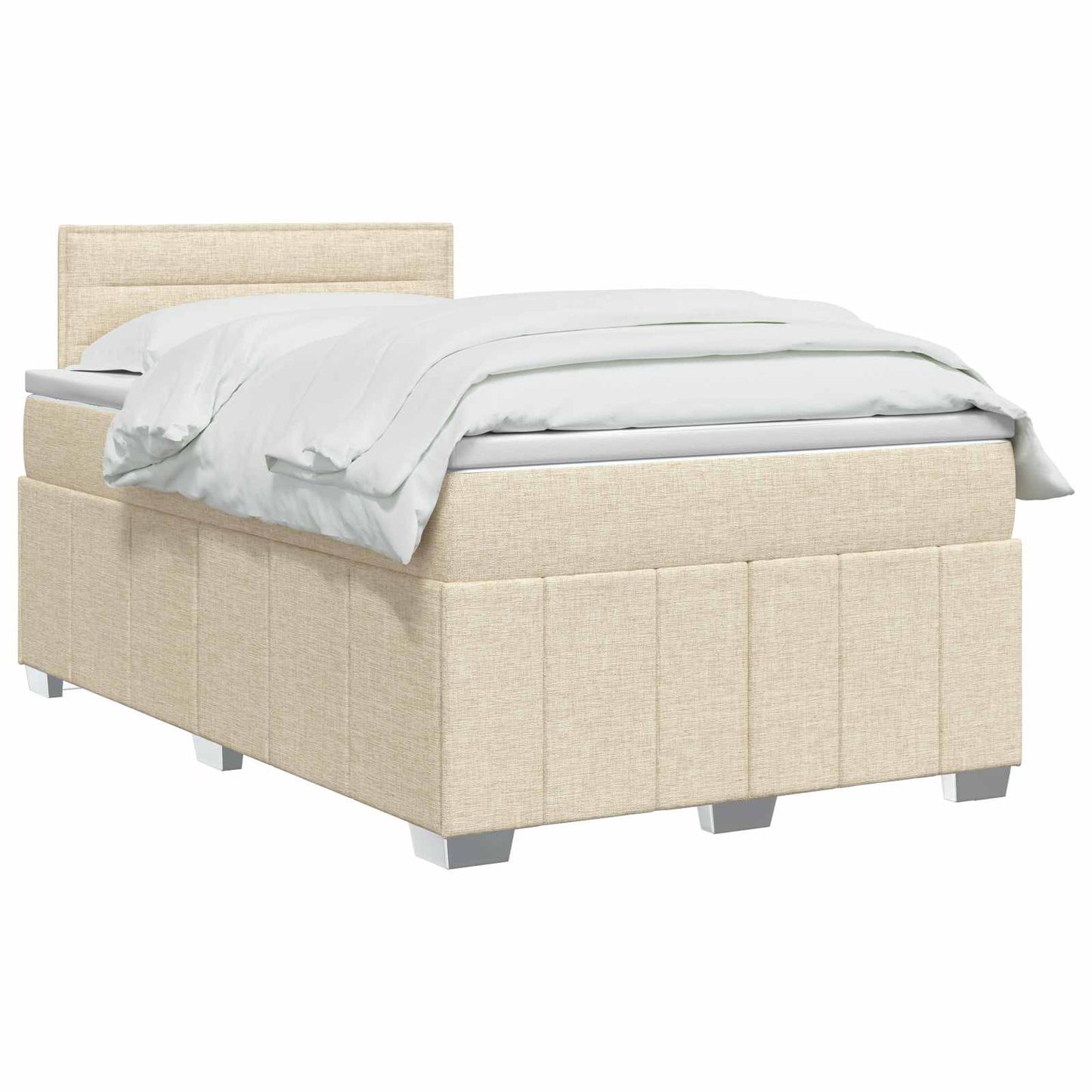 Letto box spring con materasso Crema 120 x 200 cm Tessuto