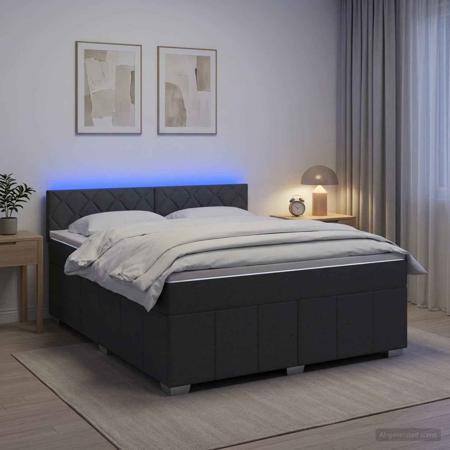 Letto box spring con materasso Grigio Scuro 140 x 200 cm | homemem39