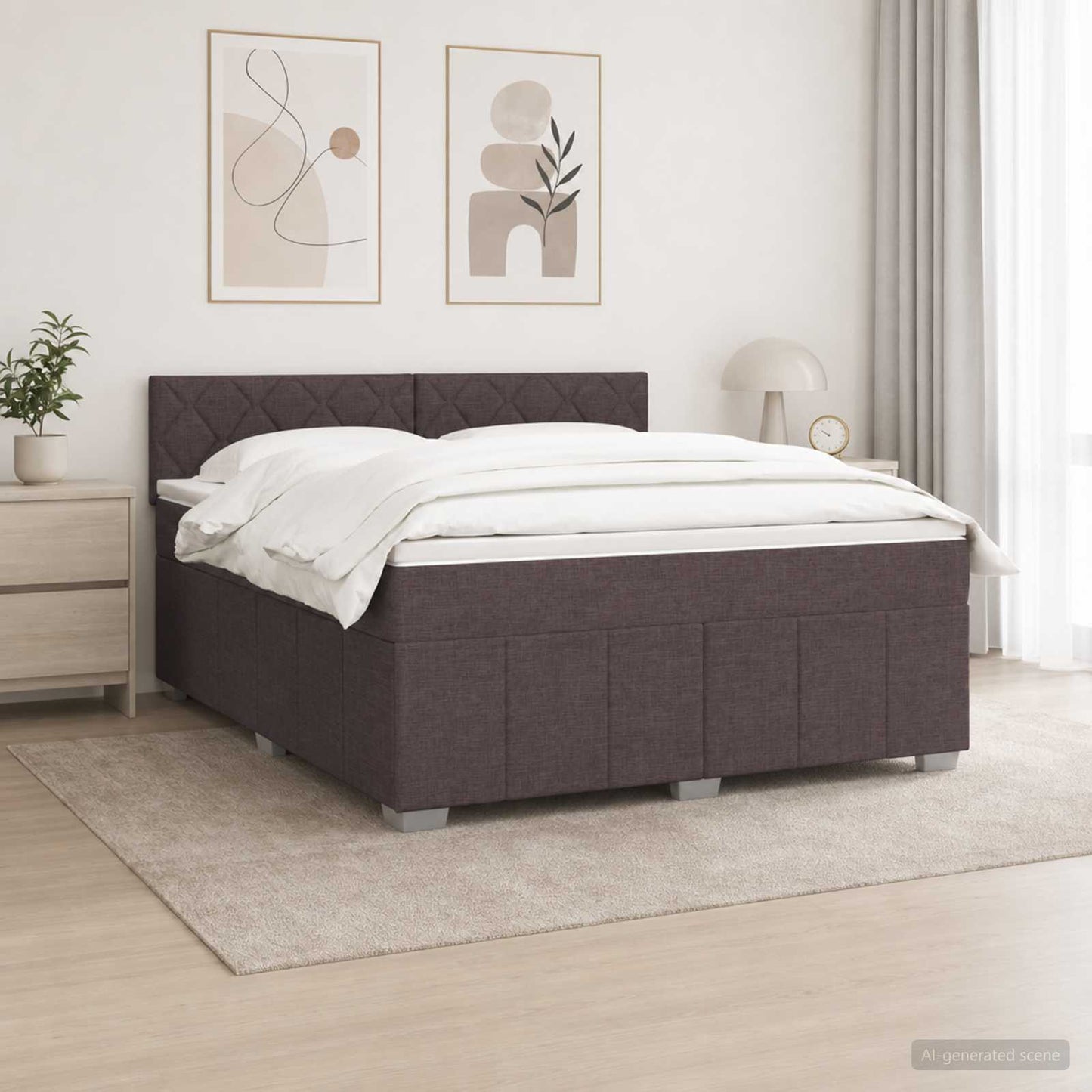 Letto box spring con materasso Marrone Scuro 140 x 200 cm | homemem39