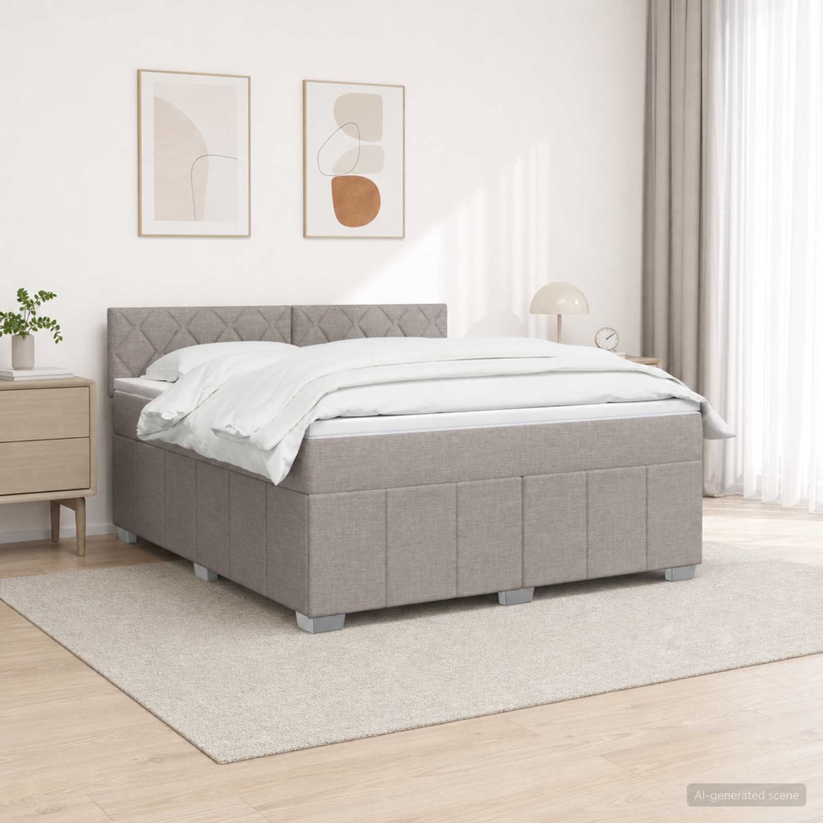 Letto box spring con materasso Tortora 140 x 200 cm Tessuto | homemem39